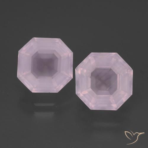 5.33ctw Naturel Rose clair Quartz Rose, Taille émeraude, Transparent