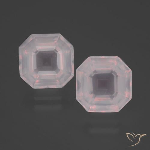 6.76ctw Naturel Rose très clair Quartz Rose, Taille émeraude, Transparent