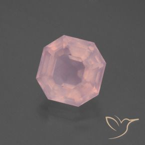 Quartz rose Rose vif naturelle Octogone / coupe Émeraude, 4.60 ct, Transparent