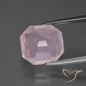 Quartz rose Rose clair naturelle Octogone / coupe Émeraude, 6.53 ct, Transparent