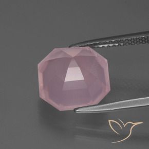 Quartz rose Rose moyen naturelle Octogone / coupe Émeraude, 5.53 ct, Transparent