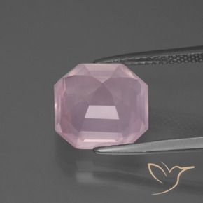 Quartz rose Rose clair naturelle Octogone / coupe Émeraude, 5.60 ct, Transparent