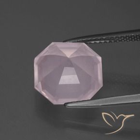 Quartz rose Rose bubblegum naturelle Octogone / coupe Émeraude, 5.59 ct, Transparent