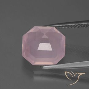 Quartz rose Rose vif naturelle Octogone / coupe Émeraude, 5.99 ct, Transparent