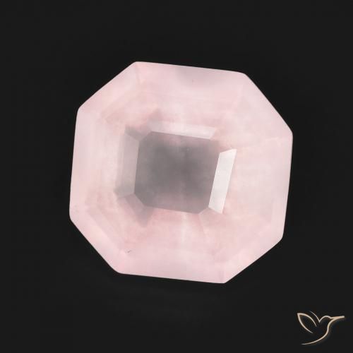 Quartz rose Rose clair naturelle Octogone / coupe Émeraude, 4.41 ct, Transparent