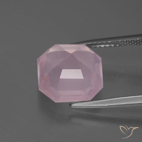 Quartz rose Rose bubblegum naturelle Octogone / coupe Émeraude, 4.99 ct, Transparent