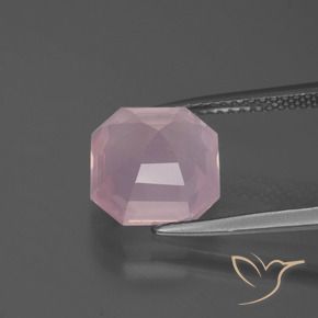 Quartz rose Rose rosé moyen naturelle Octogone / coupe Émeraude, 4.08 ct, Transparent