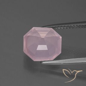 Quartz rose Rose clair naturelle Octogone / coupe Émeraude, 4.07 ct, Transparent
