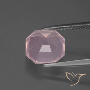 Quartz rose Rose clair naturelle Octogone / coupe Émeraude, 4.20 ct, Transparent