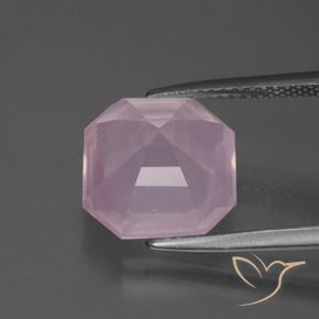 Quartz rose Rose bubblegum naturelle Octogone / coupe Émeraude, 5.64 ct, Transparent