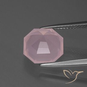 Quartz rose Rose léger naturelle Octogone / coupe Émeraude, 4.94 ct, Transparent