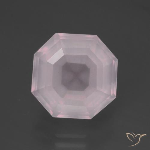 6.30ct Naturel Rose clair Quartz Rose, Taille émeraude, Transparent