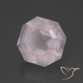 Quartz rose Rose clair naturelle Octogone / coupe Émeraude, 6.30 ct, Transparent
