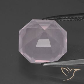 Quartz rose Rose clair naturelle Octogone / coupe Émeraude, 6.30 ct, Transparent