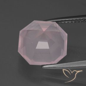 Quartz rose Rose léger naturelle Octogone / coupe Émeraude, 5.99 ct, Transparent