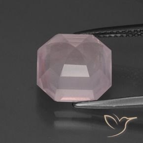 Quartz rose Rose clair naturelle Octogone / coupe Émeraude, 5.19 ct, Transparent