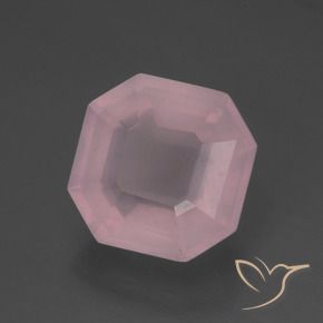 Quartz rose Rose rosé moyen naturelle Octogone / coupe Émeraude, 5.35 ct, Transparent