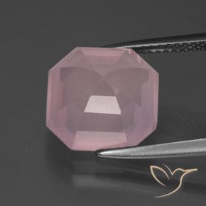 Quartz rose Rose rosé moyen naturelle Octogone / coupe Émeraude, 5.35 ct, Transparent