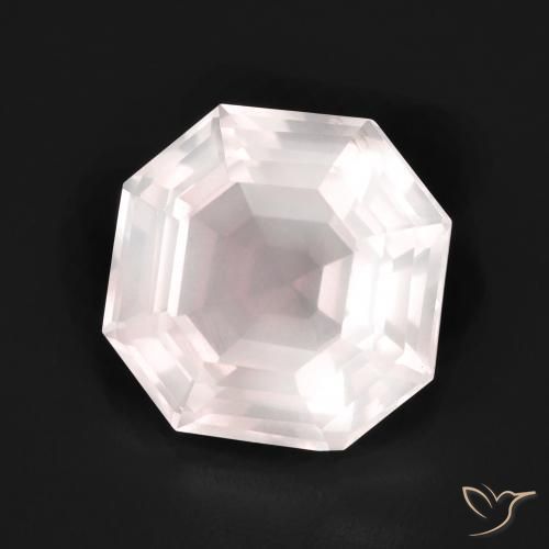5.10ct Naturel Rose rosé très clair Quartz Rose, Taille émeraude, Transparent