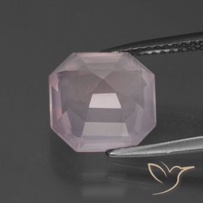Quartz rose Rose léger naturelle Octogone / coupe Émeraude, 4.48 ct, Transparent