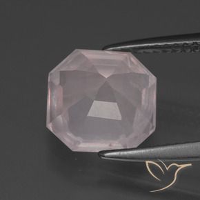 Quartz rose Rose très clair naturelle Octogone / coupe Émeraude, 3.50 ct, Transparent