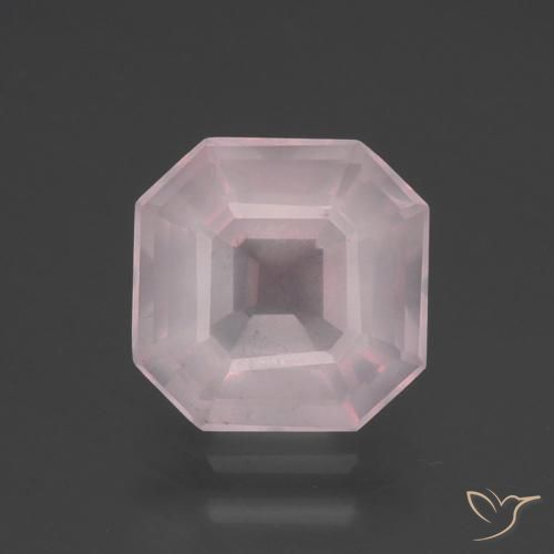 3.36ct Naturel Rose rosé très clair Quartz Rose, Taille émeraude, Transparent