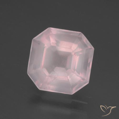 Quartz rose Rose rosé très clair naturelle Octogone / coupe Émeraude, 3.36 ct, Transparent