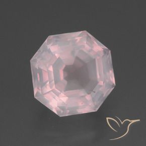 Quartz rose Rose très clair naturelle Octogone / coupe Émeraude, 3.82 ct, Transparent