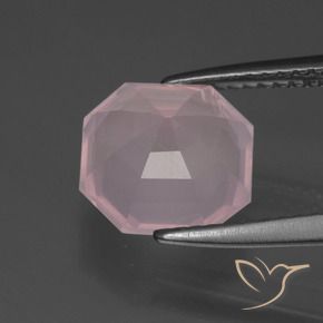 Quartz rose Rose moyen naturelle Octogone / coupe Émeraude, 3.28 ct, Transparent