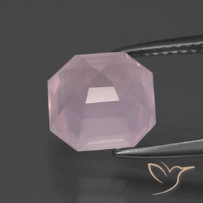 Quartz rose Rose bubblegum naturelle Octogone / coupe Émeraude, 3.77 ct, Transparent