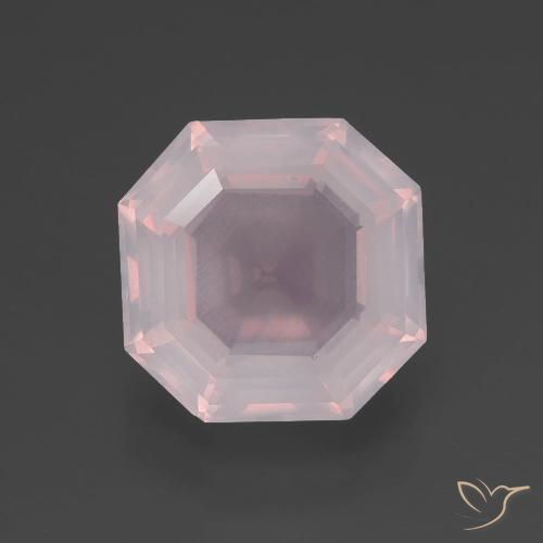 3.53ct Naturel Rose pêche léger Quartz Rose, Taille émeraude, Transparent