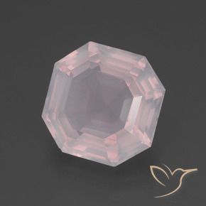 Quartz rose Rose pêche léger naturelle Octogone / coupe Émeraude, 3.53 ct, Transparent