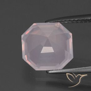 Quartz rose Rose pêche léger naturelle Octogone / coupe Émeraude, 3.53 ct, Transparent