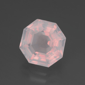 Quartz rose rose naturelle taille émeraude, 3,40 ct, transparent