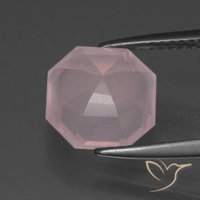 Quartz rose Rose léger naturelle Octogone / coupe Émeraude, 3.48 ct, Transparent