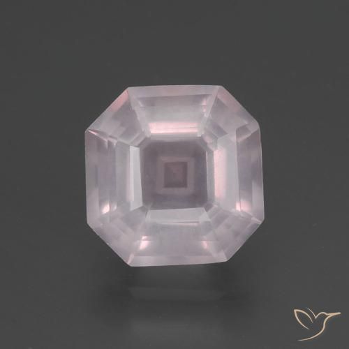 3.11ct Naturel Rose clair Quartz Rose, Taille émeraude, Transparent
