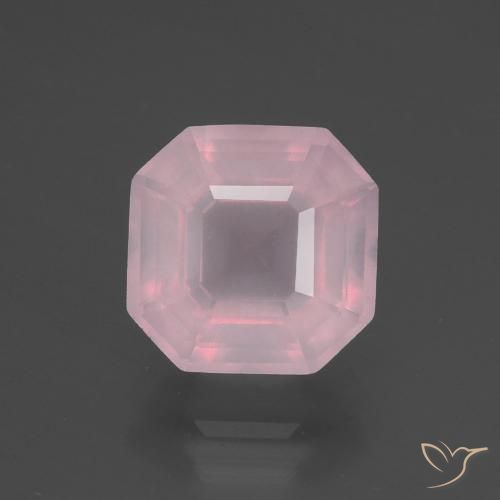 Quartz rose rose naturelle taille émeraude, 3,18 ct, transparent