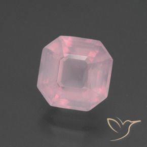 Quartz rose rose naturelle taille émeraude, 3,18 ct, transparent
