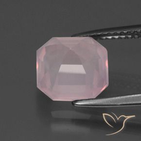 Quartz rose rose naturelle taille émeraude, 3,18 ct, transparent