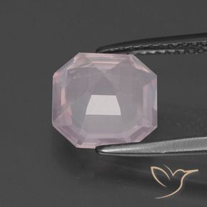 Quartz rose rose naturelle taille émeraude, 2,76 ct, transparent
