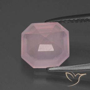 Quartz rose Rose rosé moyen naturelle Octogone / coupe Émeraude, 3.04 ct, Transparent