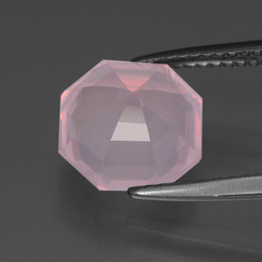 Quartz Rose Rose naturelle Taille émeraude, 3.64 ct, Transparent