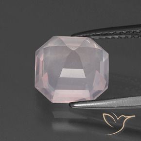 Quartz rose Rose très clair naturelle Octogone / coupe Émeraude, 3.42 ct, Transparent