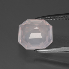 Quartz rose rose naturelle taille émeraude, 2,67 ct, transparent