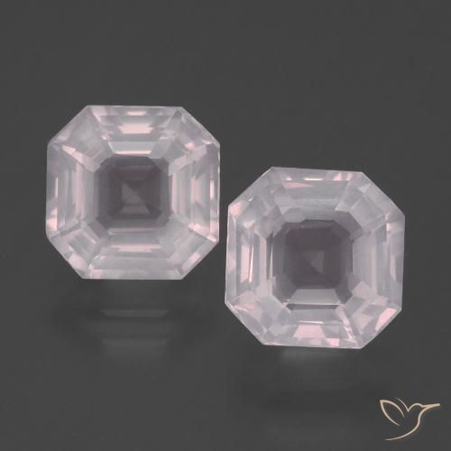 4.59ctw Naturel Rose très clair Quartz Rose, Taille émeraude, Transparent