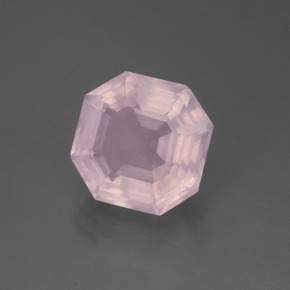 Quartz rose rose naturelle taille émeraude, 3,24 ct, transparent