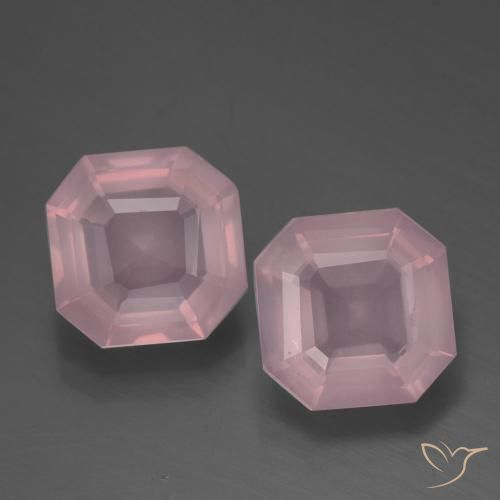 4.32ctw Naturel Rose clair Quartz Rose, Taille émeraude, Transparent