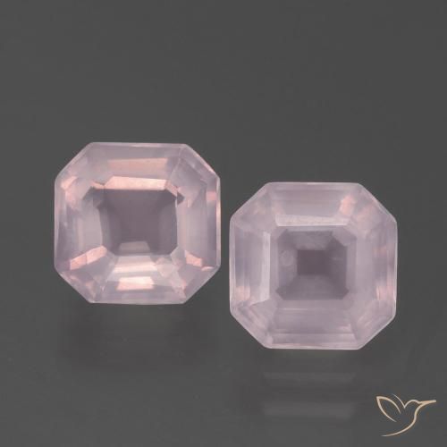 3.60ctw Naturel Rose clair Quartz Rose, Taille émeraude, Transparent
