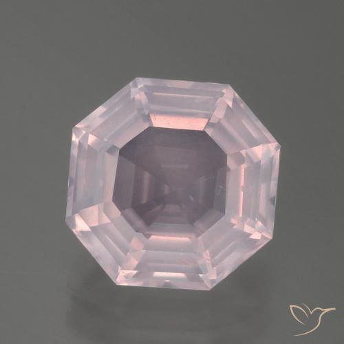 Quartz rose rose naturelle taille émeraude, 4,22 ct, transparent