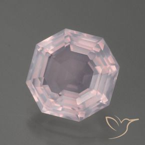 Quartz rose rose naturelle taille émeraude, 4,22 ct, transparent